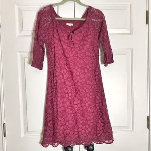 Garnet Hill  Boheme Easy Lace Dress Red Wine 2